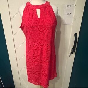 Tacera Red Lace Halter Dress | boho romantic summer chic| wedding | event dress